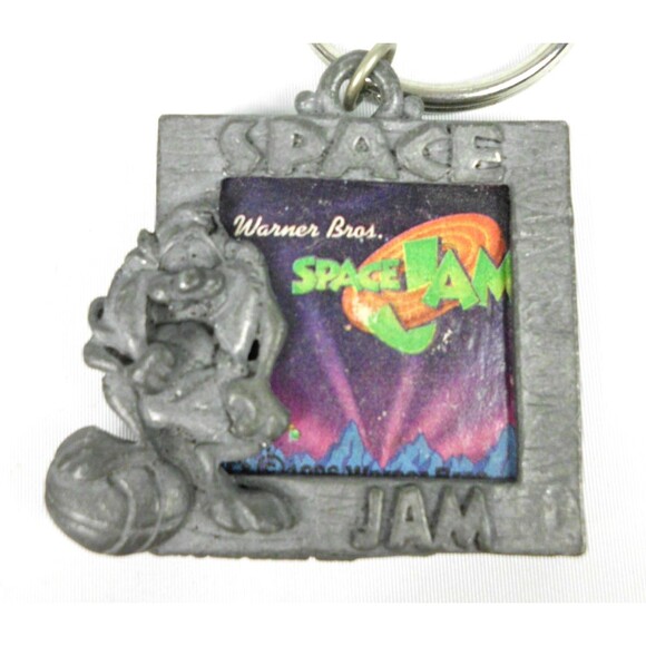 Vintage Space Jam Taz Key Ring Keychain Metal Tasmanian Devil 1996 - Picture 2 of 3